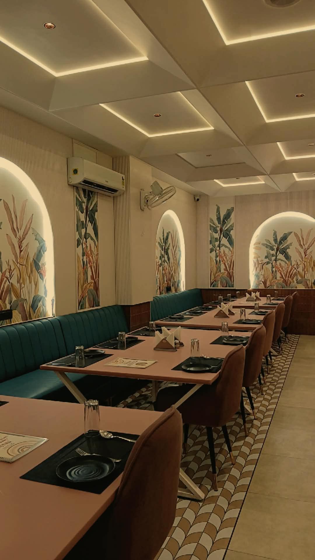 Atmospheric Restaurant Interior with Custom Booth Seating & Warm Filament Lighting #1
